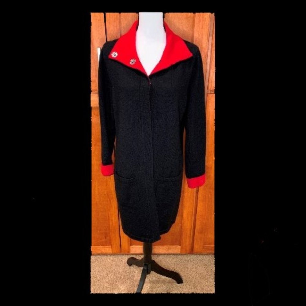 Chico's Black/Red Wool Sweater